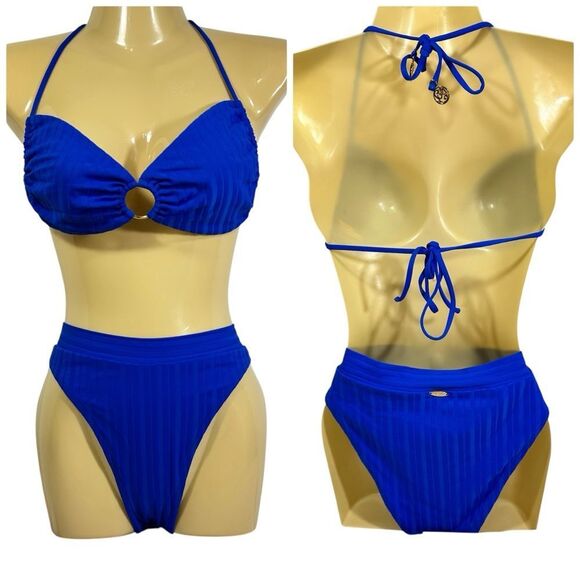 LULI FAMA RING‎ BIKINI SET MEDIUM ROYAL BLUE - Picture 1 of 7